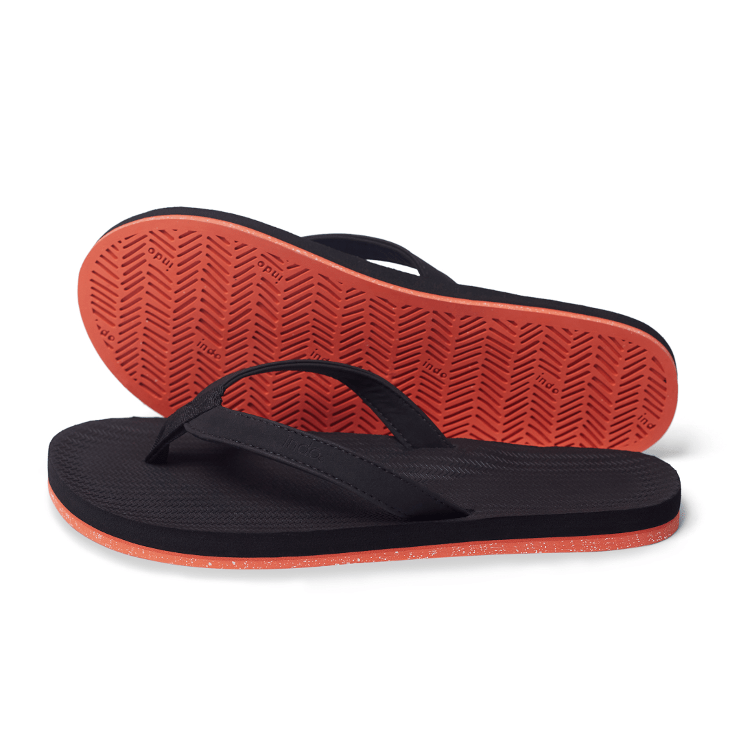 Women’s Flip Flops Sneaker Sole - Black/Orange Sole