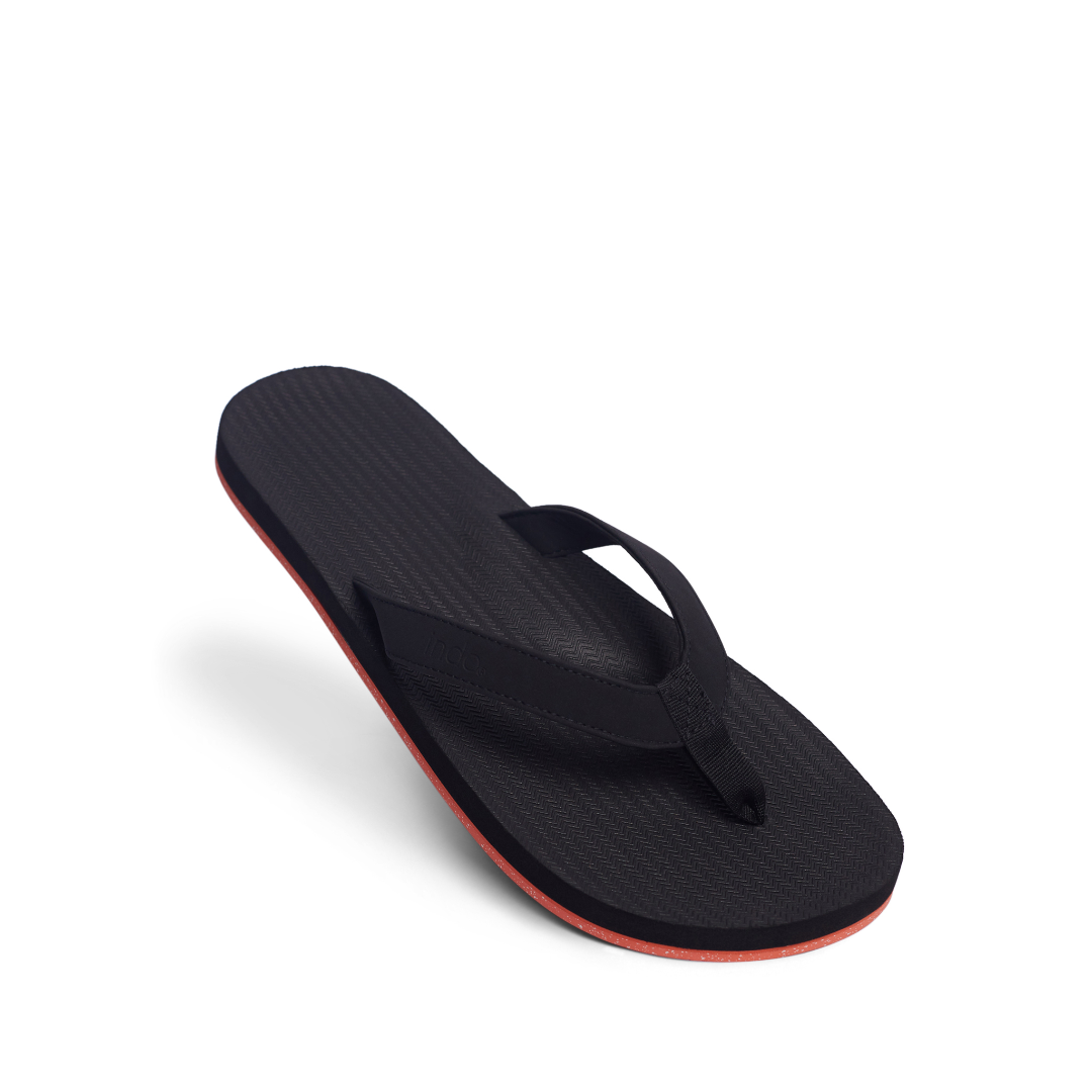 Men’s Flip Flops Sneaker Sole - Black/Orange Sole