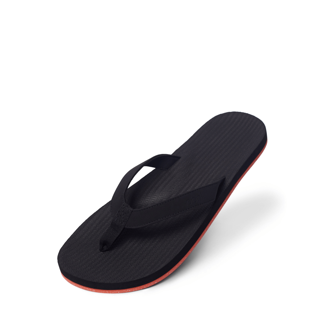 Women’s Flip Flops Sneaker Sole - Black/Orange Sole