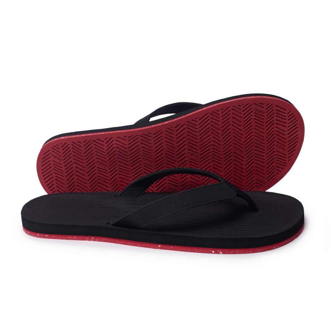 Men’s Flip Flops Sneaker Sole - Black/Red Sole