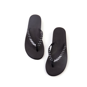 Women’s Flip Flops Texture - Black/Black Polkadots